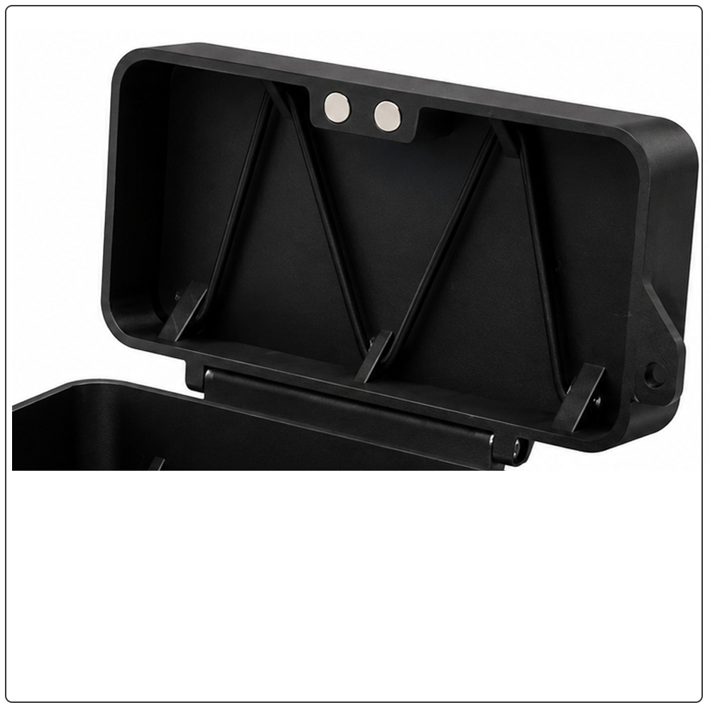 Front open view of the Glasses Lock rigid protective case for smart glasses and premium eyewear on white background.
