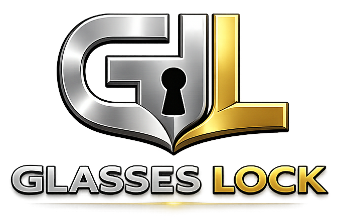Official Glasses Lock brand logo on clean background.